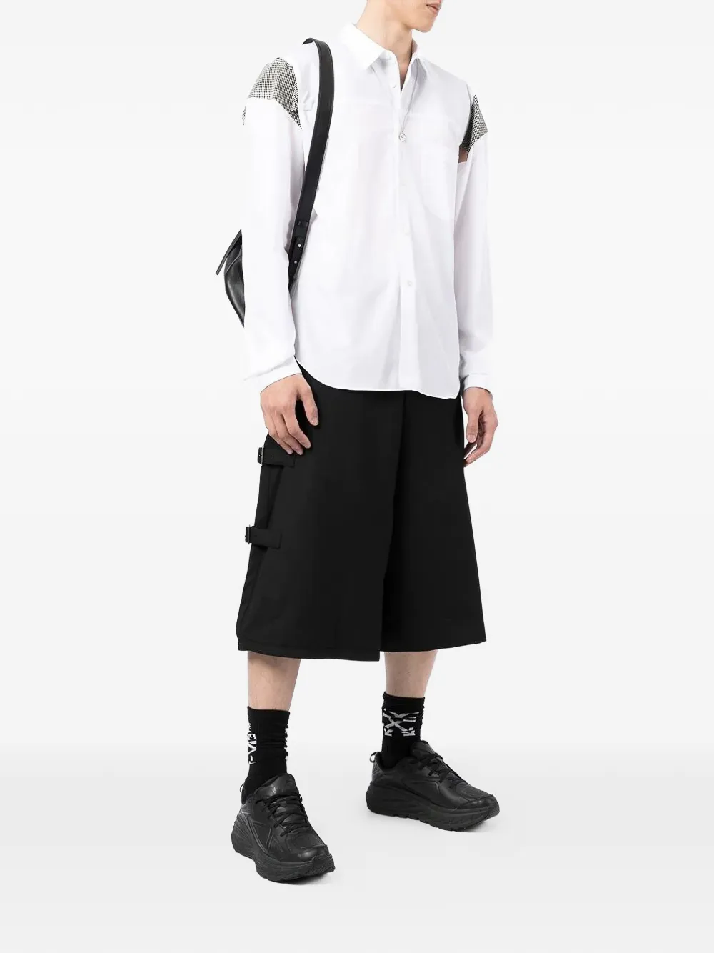 Comme des Garçons Homme Plus Overhemd met pied-de-poule vlak en uitgesneden details Wit