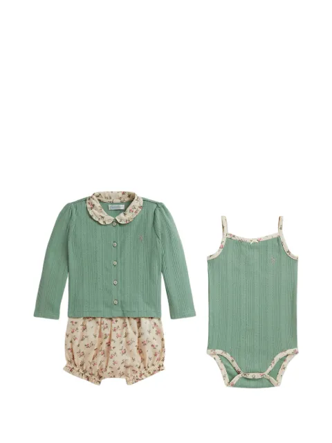 POLO RALPH LAUREN KIDS floral-print three-piece short set