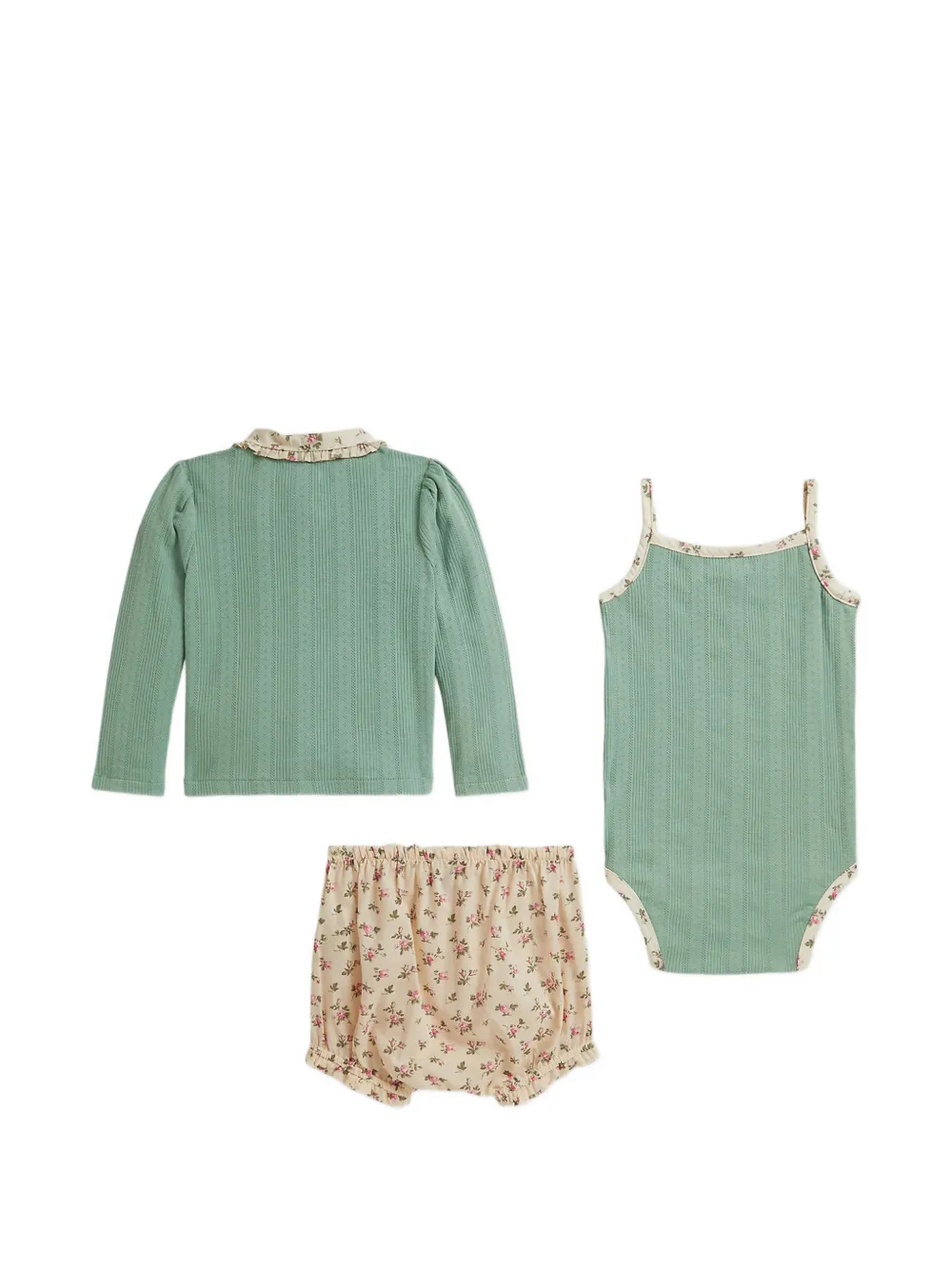 POLO RALPH LAUREN KIDS Driedelige shorts met bloemenprint Groen
