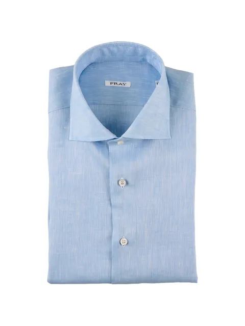 Fray spread-collar button-up shirt