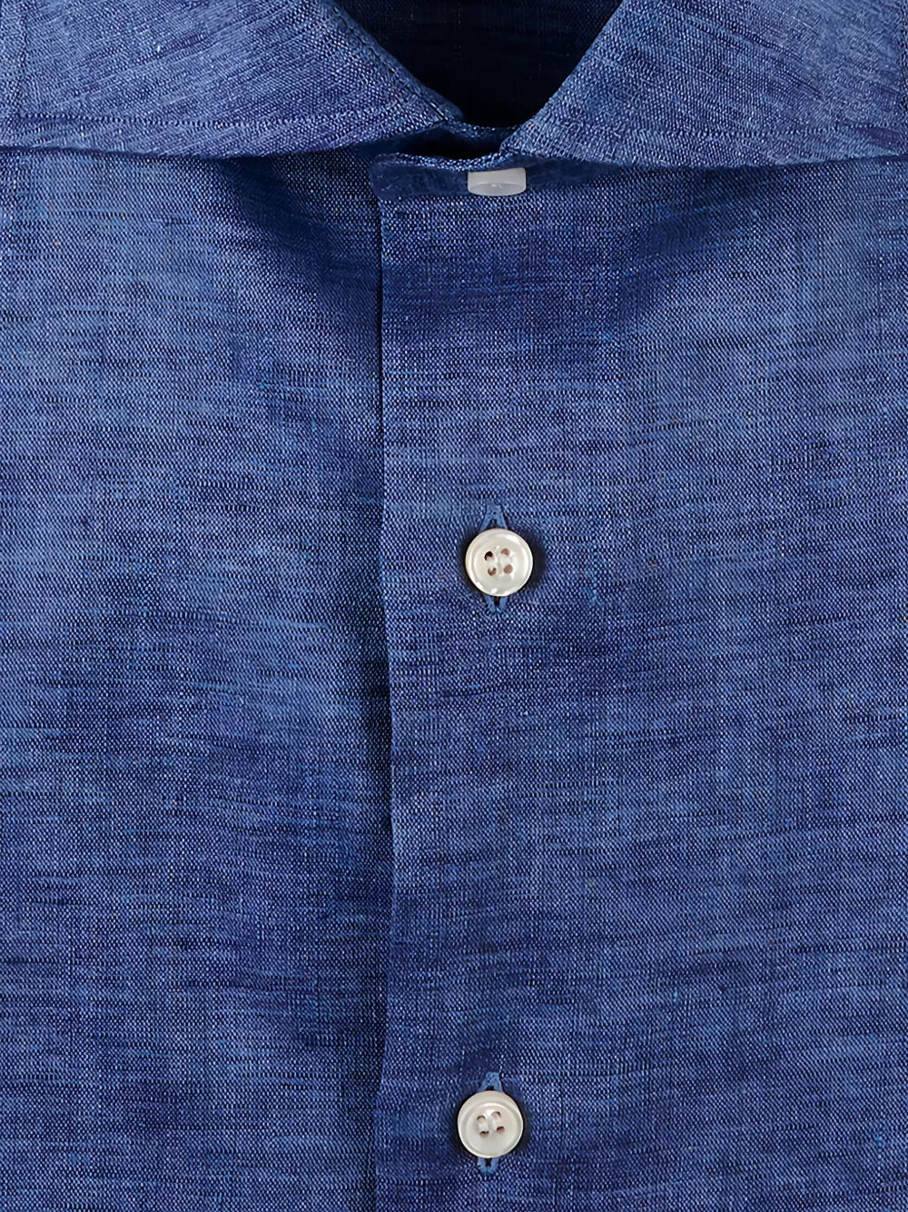 Fray Overhemd met gespreide kraag en slub-textuur Blauw