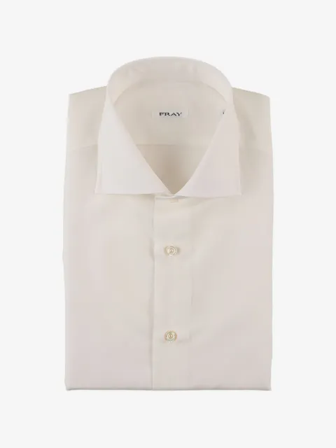Fray spread-collar button-up shirt