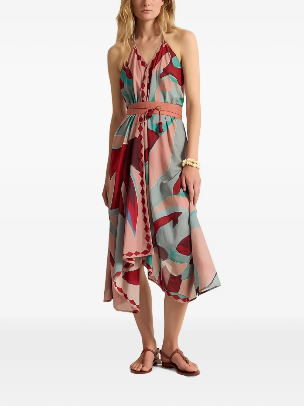 mare di latte Ivina abstract-print halterneck dress - Rosa
