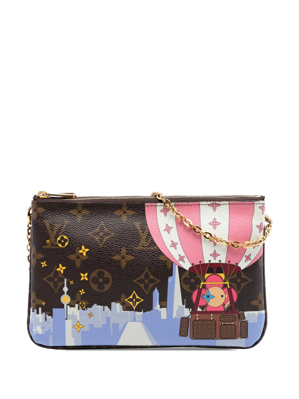 Louis Vuitton Pre-Owned 2019 Monogram Illustre Vivienne Shanghai Double Zip Pochette crossbody bag - Braun