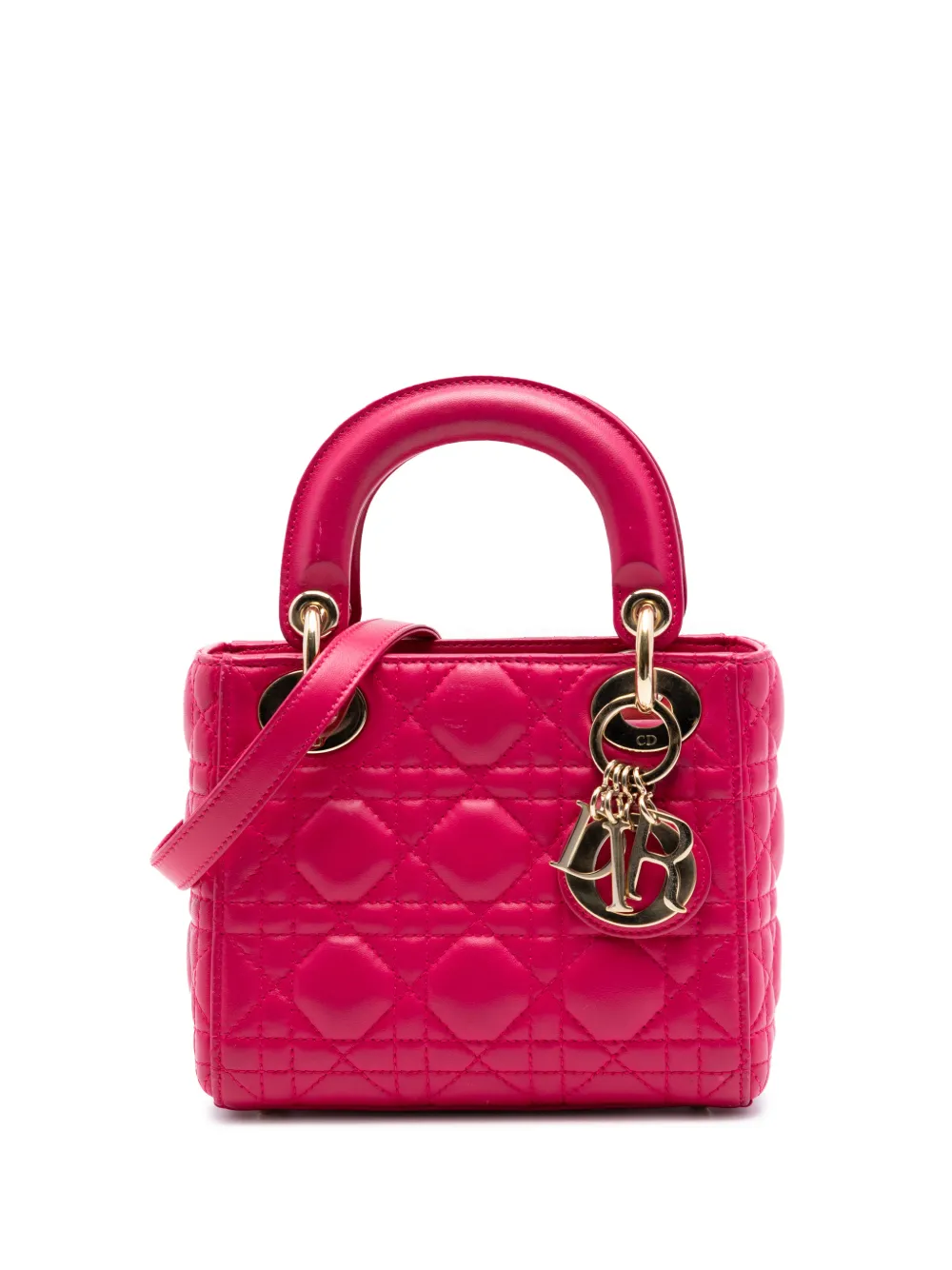 Christian Dior Pre-Owned 2013 Mini Lambskin Cannage Lady Dior satchel - Rosa