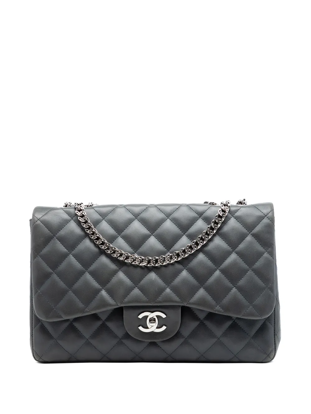 CHANEL Pre-Owned 2006-2008 Jumbo Classic Lambskin Bijoux Chain Single Flap shoulder bag - Grigio