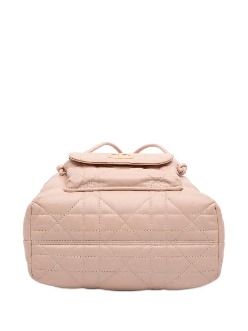 Dior Pre-owned 2025 Small Lambskin Macrocannage Caro Bucket Bag Satchel in Brown, view 4