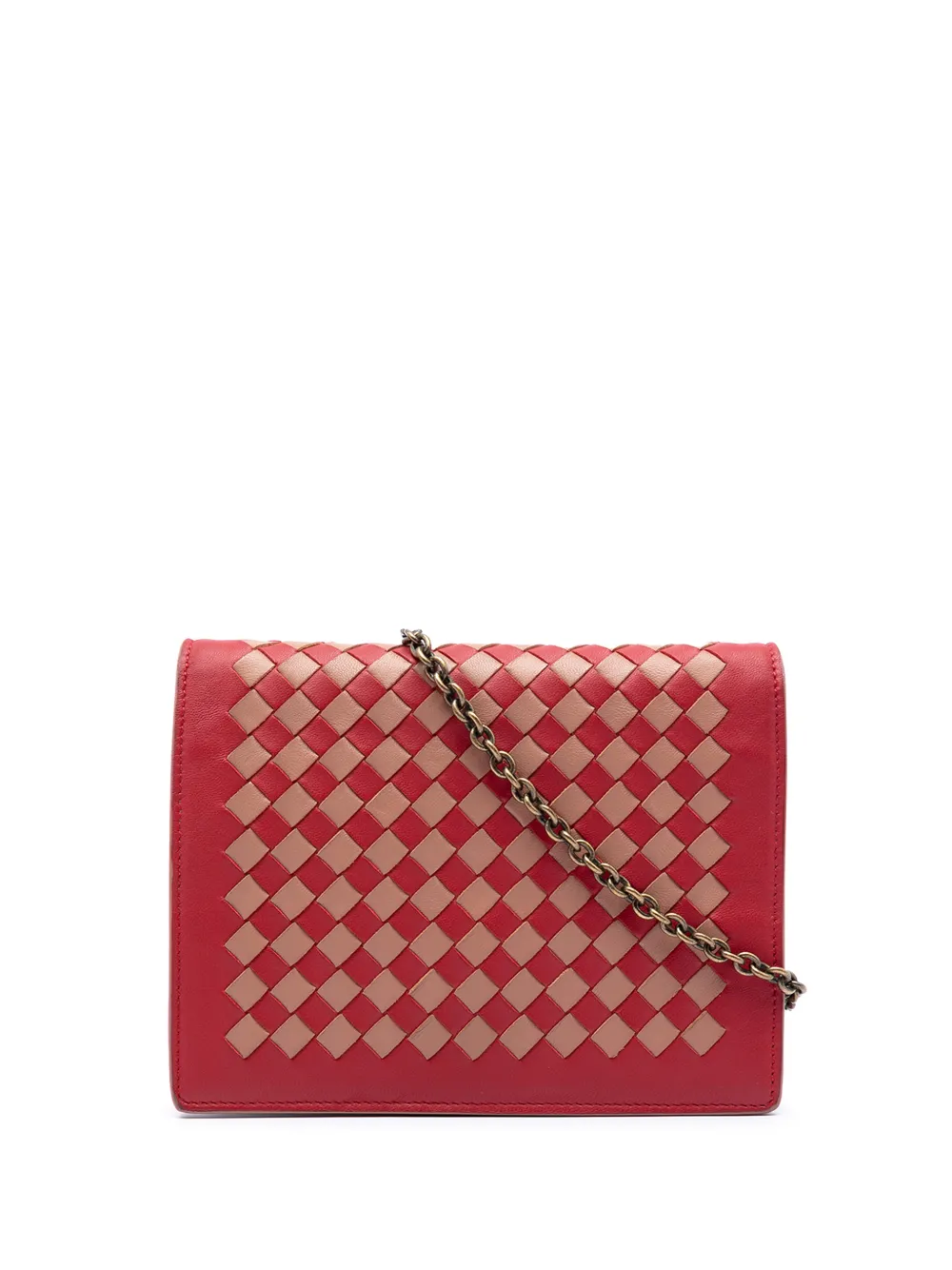 Bottega Veneta Pre-Owned 2012-2026 Nappa Intrecciato Wallet on Chain crossbody bag - Rosso