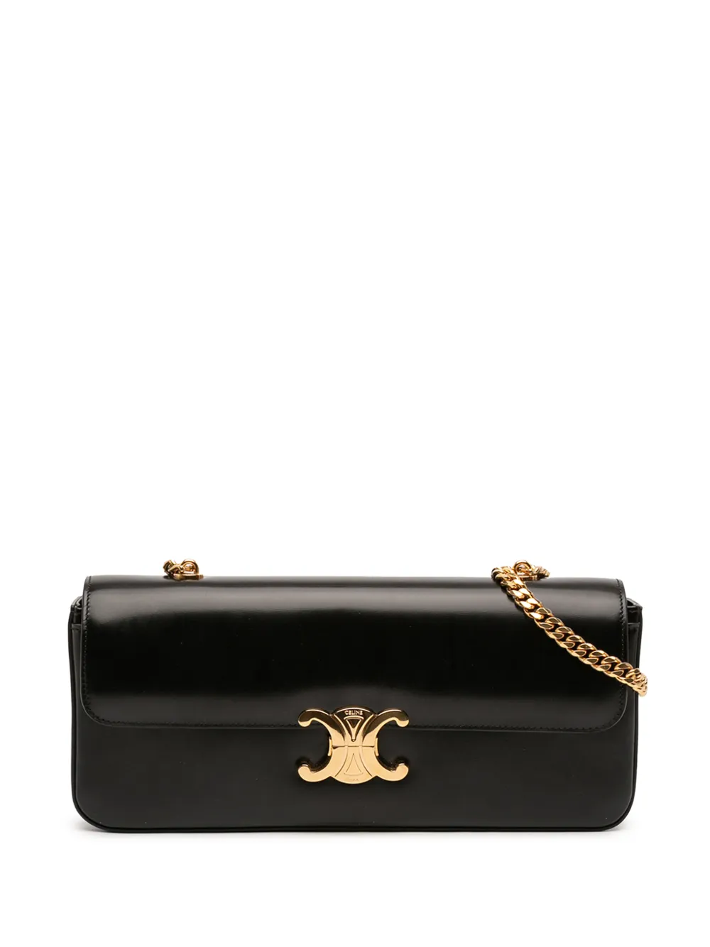 Celine Pre-Owned 2021 Shiny Calfskin Triomphe Chain shoulder bag - Nero
