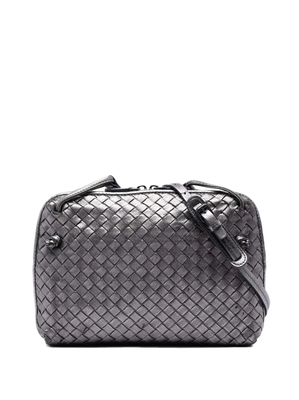 Bottega Veneta Pre-Owned 2012-2026 Metallic Nappa Intrecciato Nodini crossbody bag - Grau