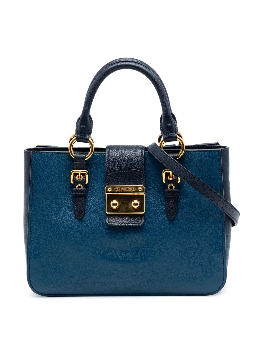 Miu Miu Pre-Owned 2021-2026 Bicolor Goatskin Madras satchel - Blu