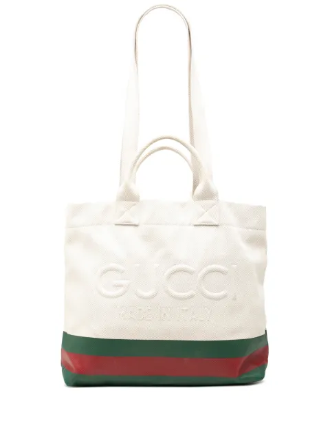 Gucci Pre-Owned 2016-2026 Canvas Web Embossed Logo Tote satchel