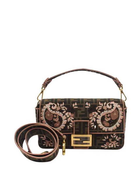 Fendi Pre-Owned 2020-2026 Zucca Embroidered Canvas Paisley Baguette satchel