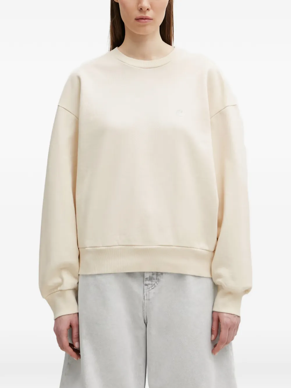Carhartt WIP Casey sweater met geborduurd logo Beige
