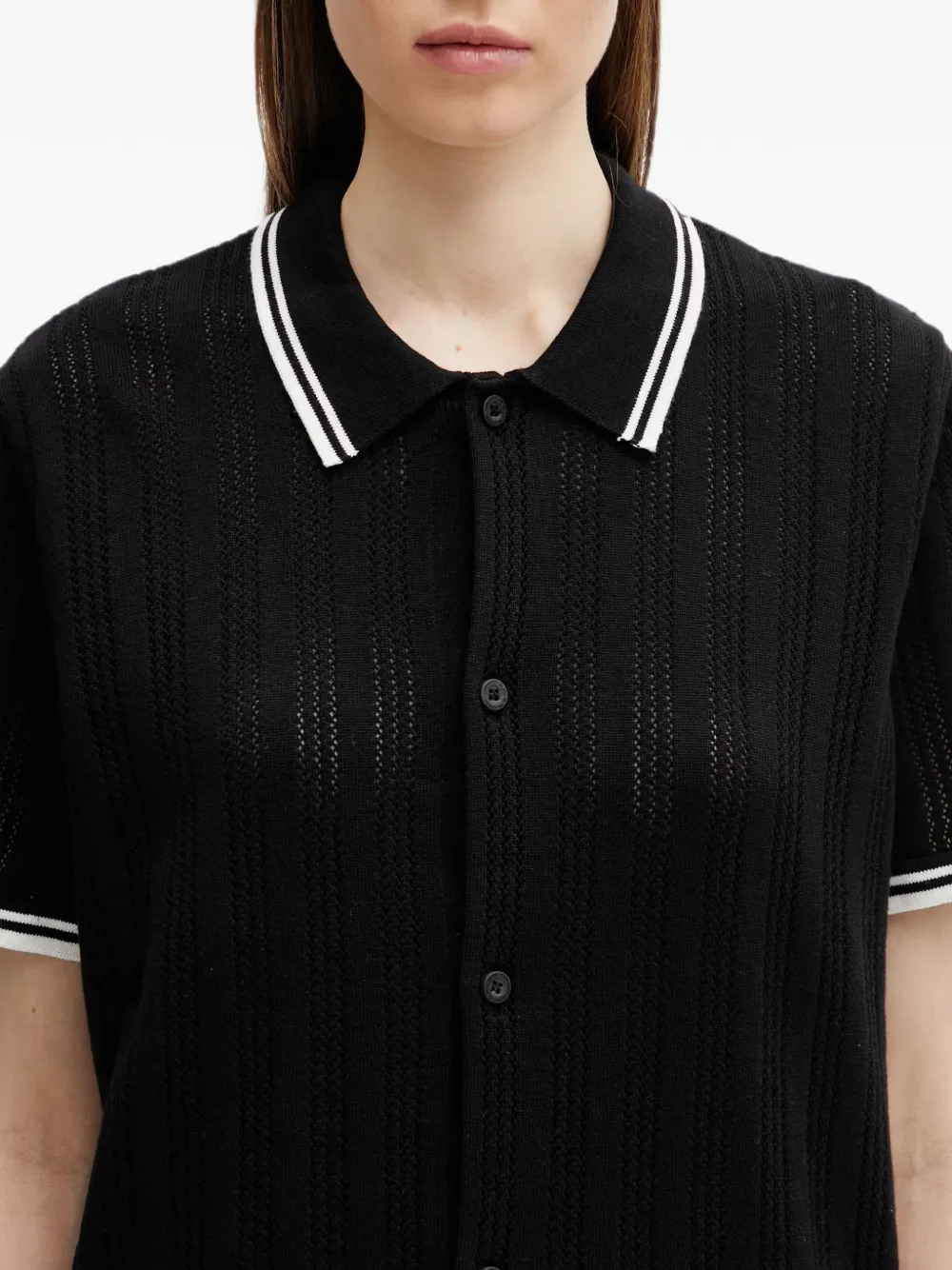 Carhartt WIP S S Ramsey pointelle gebreide blouse met afwerking Zwart