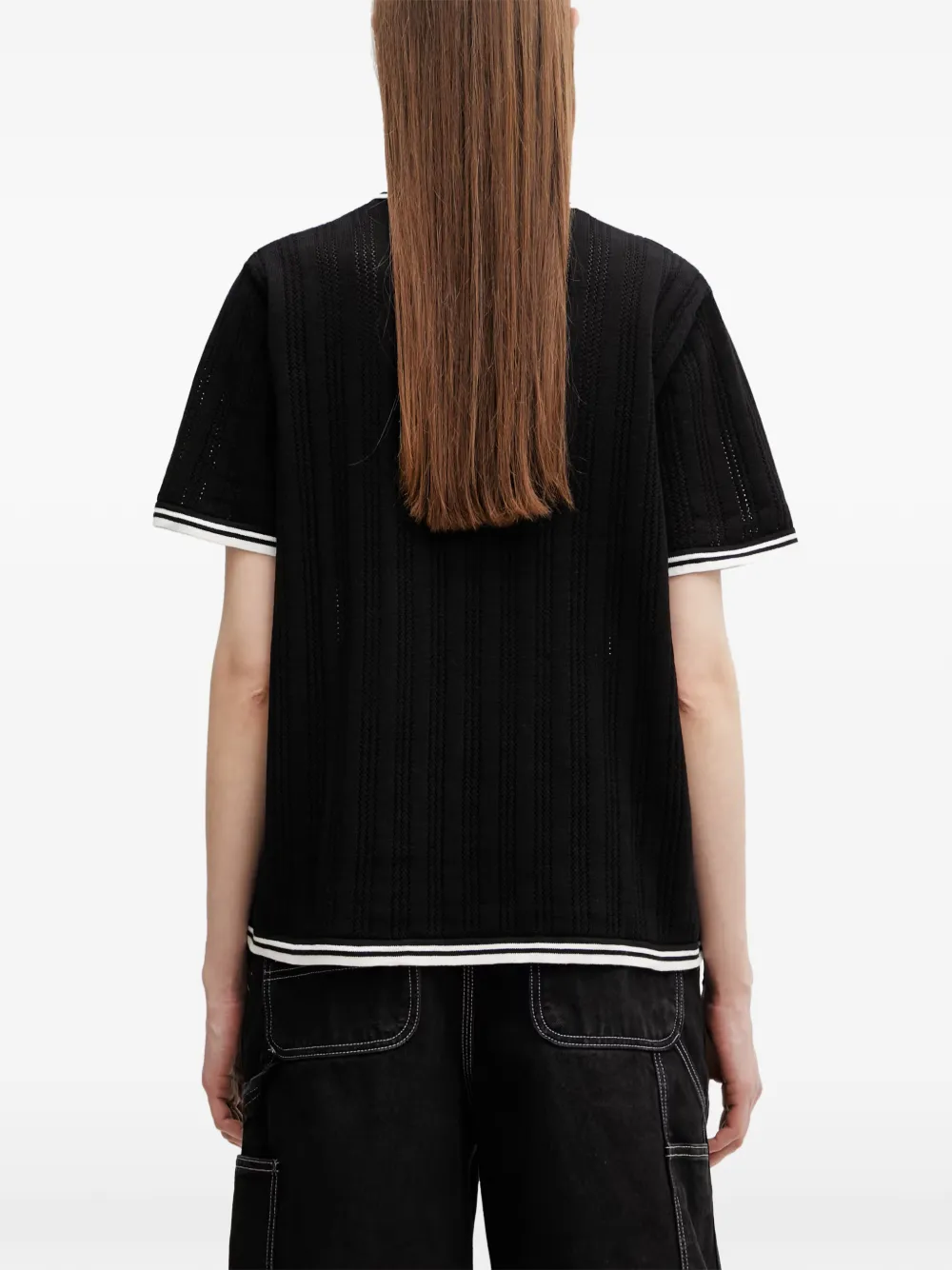 Carhartt WIP S S Ramsey pointelle gebreide blouse met afwerking Zwart