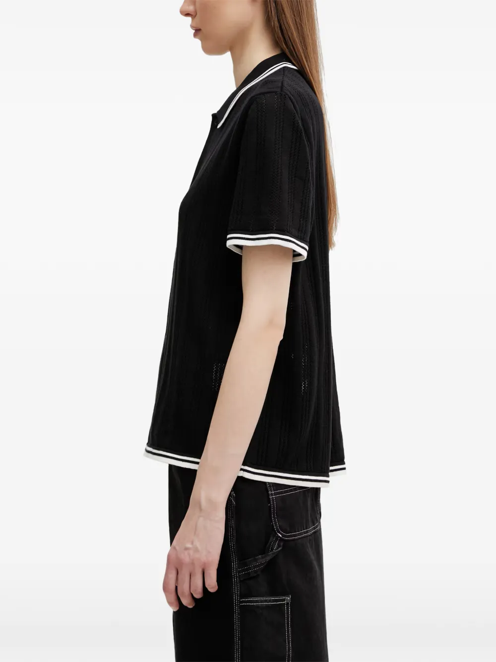 Carhartt WIP S S Ramsey pointelle gebreide blouse met afwerking Zwart