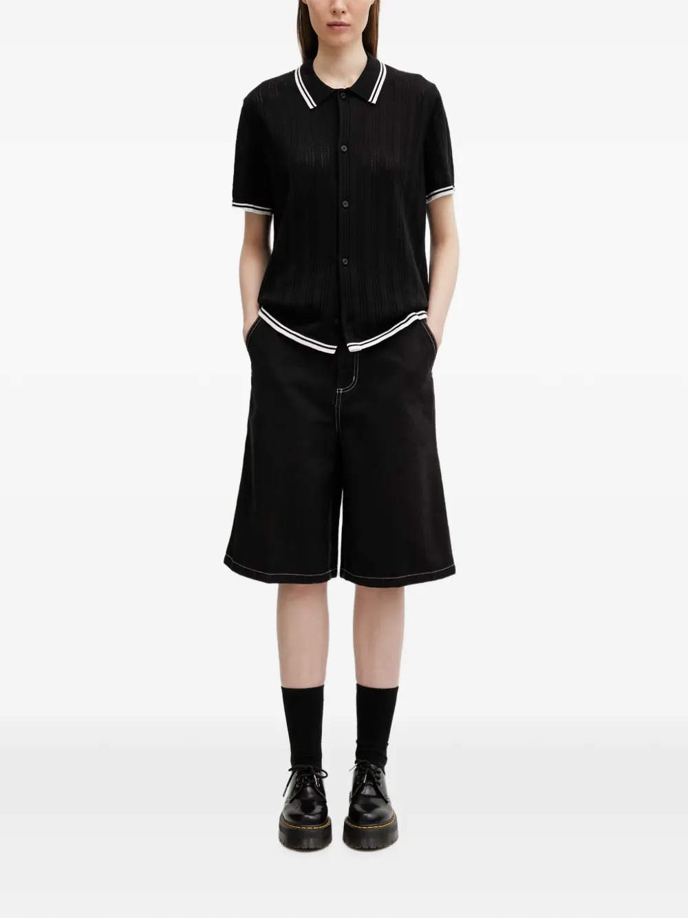Carhartt WIP S/S Ramsey pointelle-knit tipped shirt - Nero
