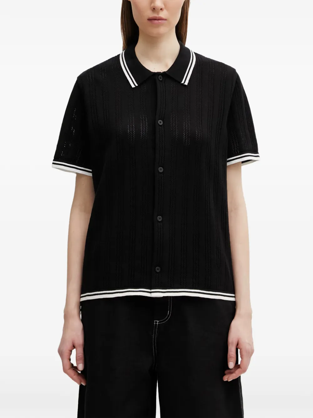 Carhartt WIP S S Ramsey pointelle gebreide blouse met afwerking Zwart