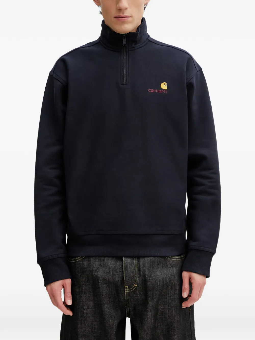 Carhartt WIP Half Zip American Script sweatshirt - Blu