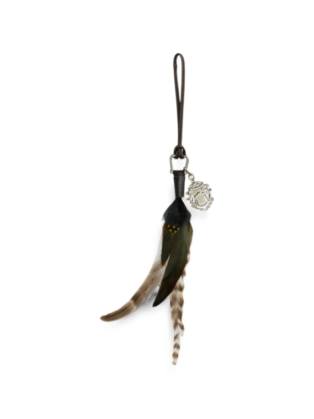 Ralph Lauren Collection Crest tassenbedel verfraaid met veren Bruin