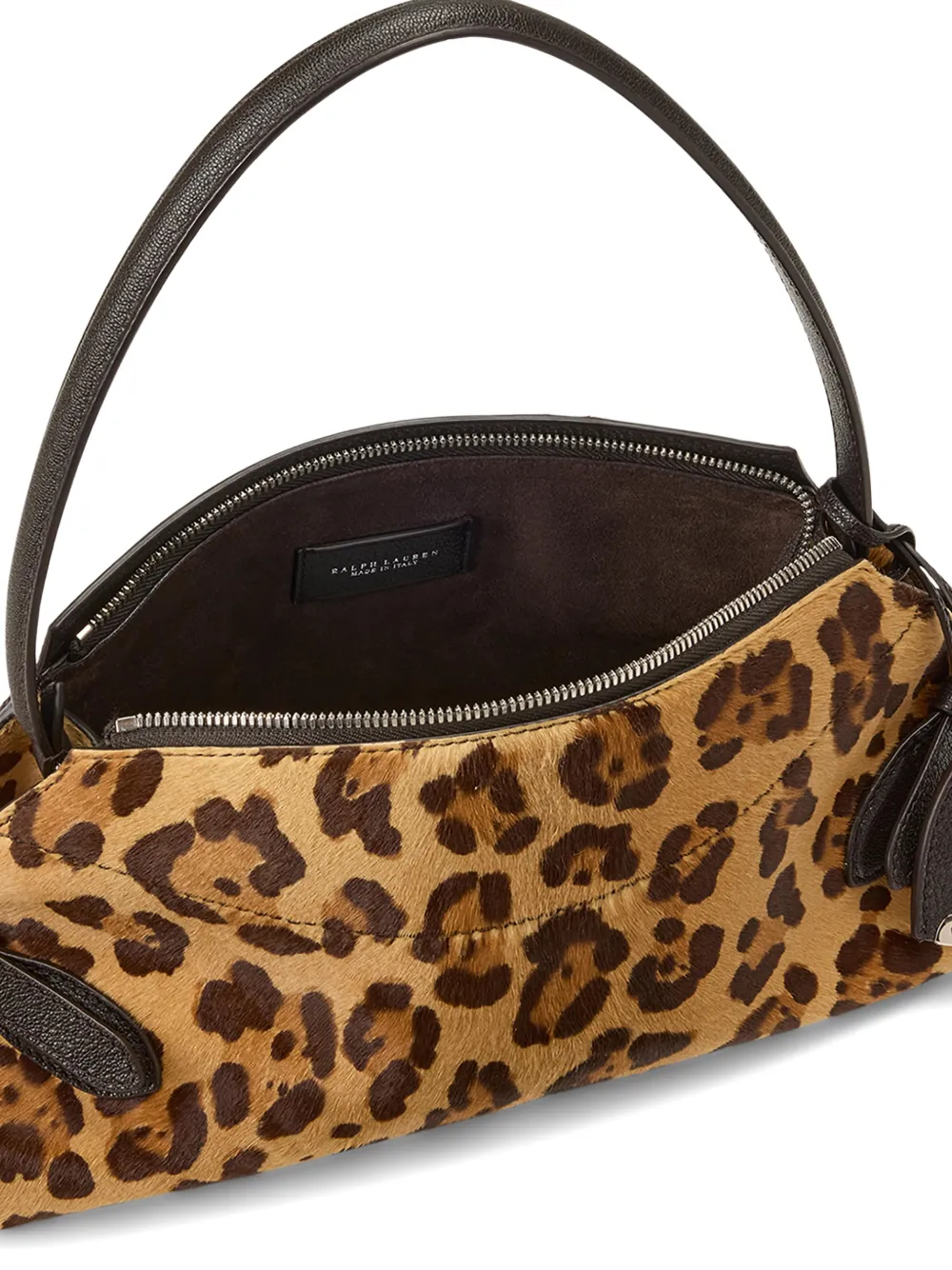 Ralph Lauren Collection Ralph kleine kalfsleren schoudertas met luipaardprint Bruin