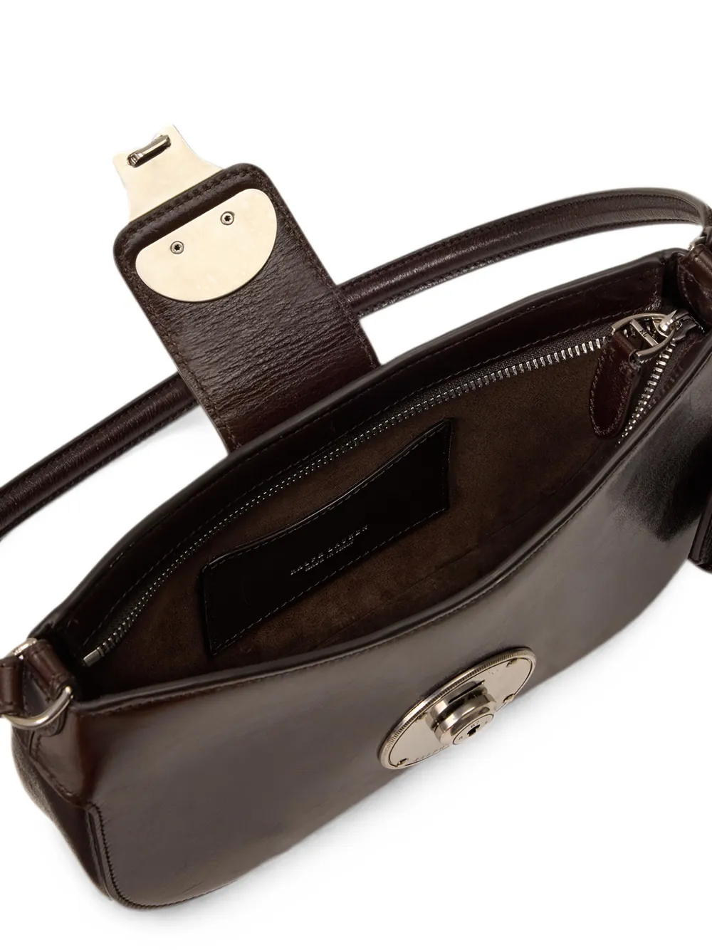 Ralph Lauren Collection Small Ricky Washed Leather Shoulder Bag in Brown, view 5