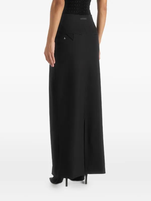 Manière De Voir Regine In Black Tailored box-pleat Maxi Skirt