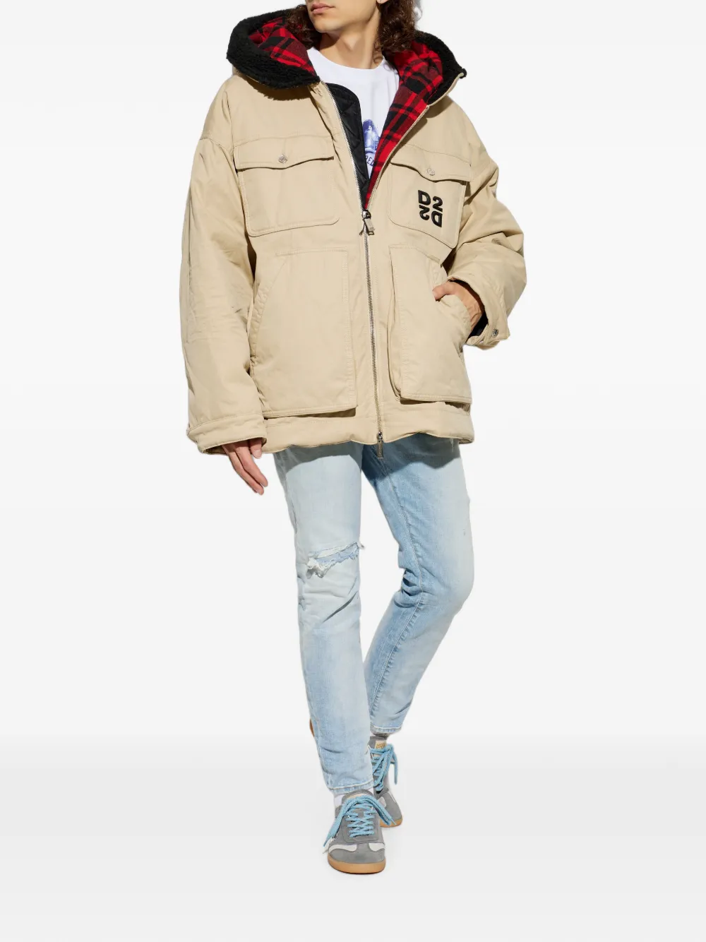 DSQUARED2 Jack met capuchon en logopatch Beige