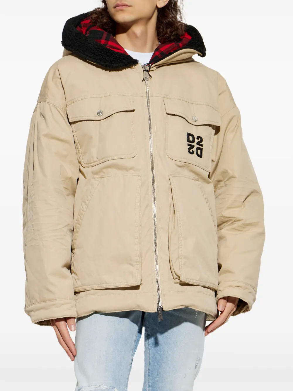 DSQUARED2 Jack met capuchon en logopatch Beige