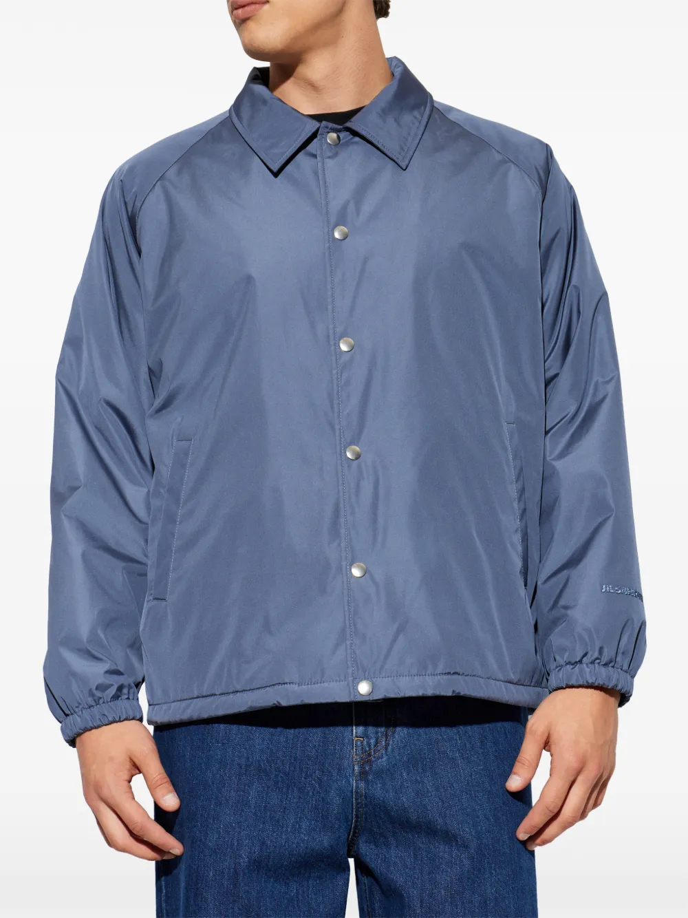Jil Sander Jack met drukknopen en raglan mouwen Blauw