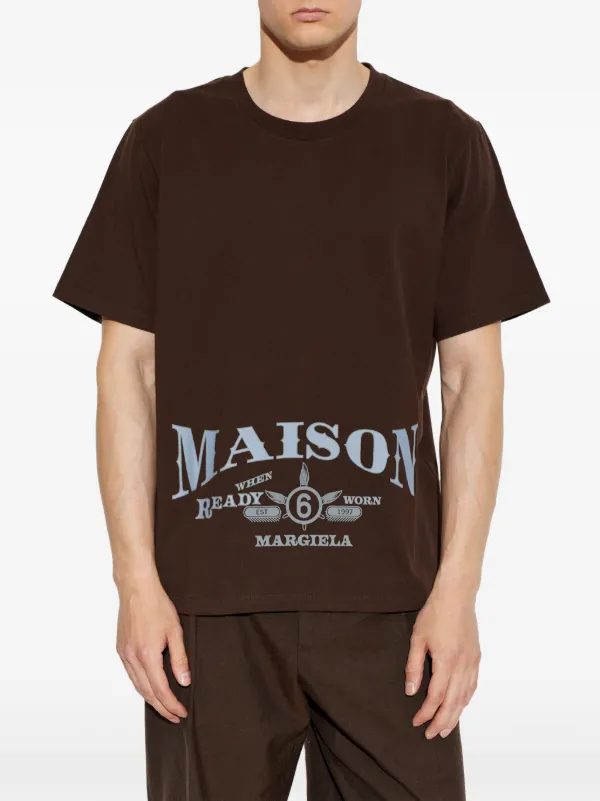 MM6 Maison Margiela ロゴ Tシャツ | ブラウン | FARFETCH JP