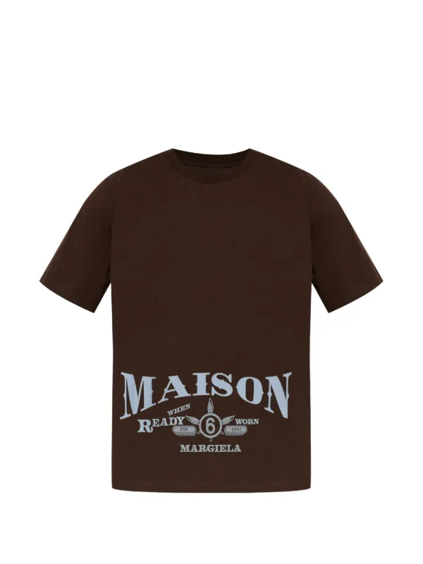 MM6 Maison Margiela ロゴ Tシャツ | ブラウン | FARFETCH JP