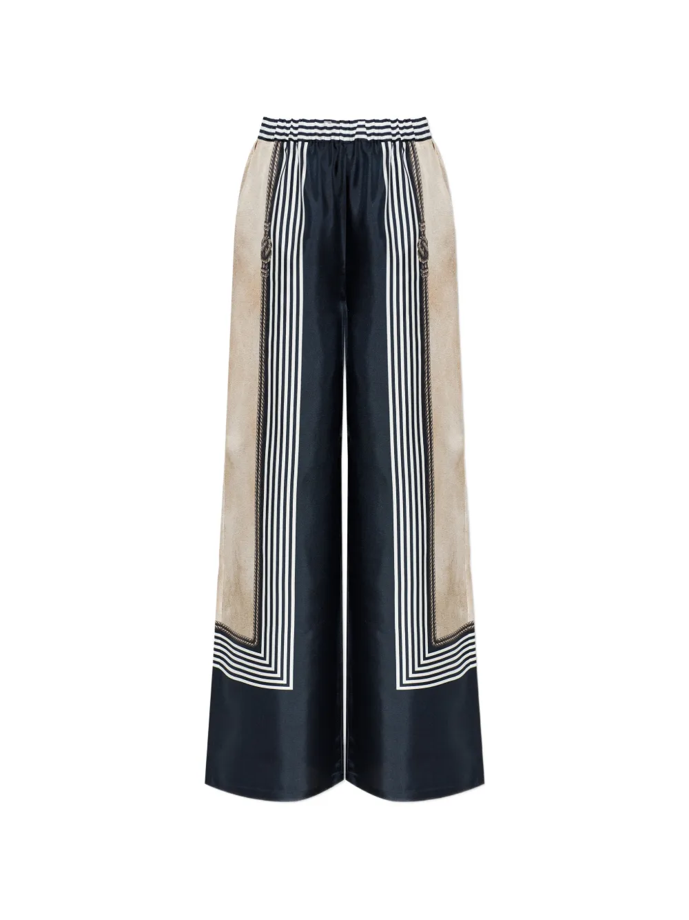 Max Mara Carabo striped silk palazzo pants - Black