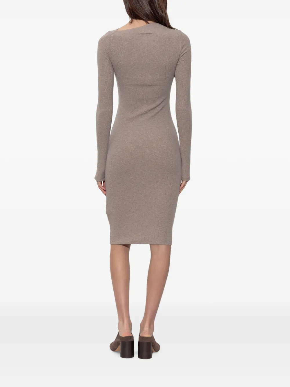 MM6 Maison Margiela Asymmetric Ribbed-knit Dress in Neutrals, view 4