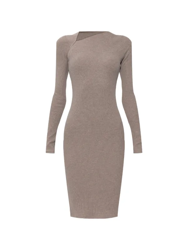 MM6 Maison Margiela Asymmetric Ribbed-knit Dress in Neutrals