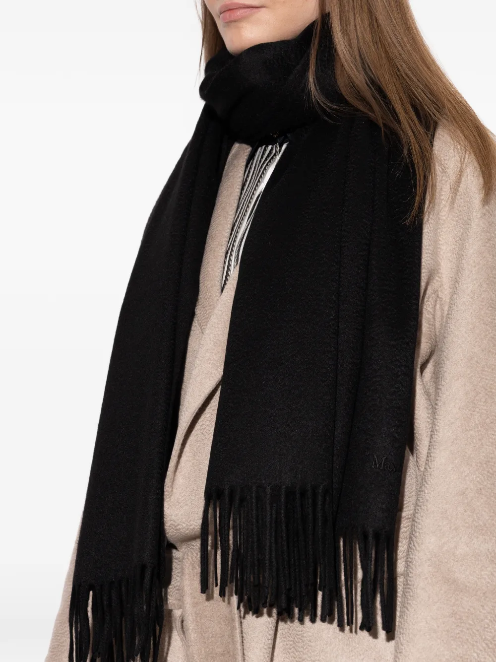 Max Mara Sjaal met franje Zwart