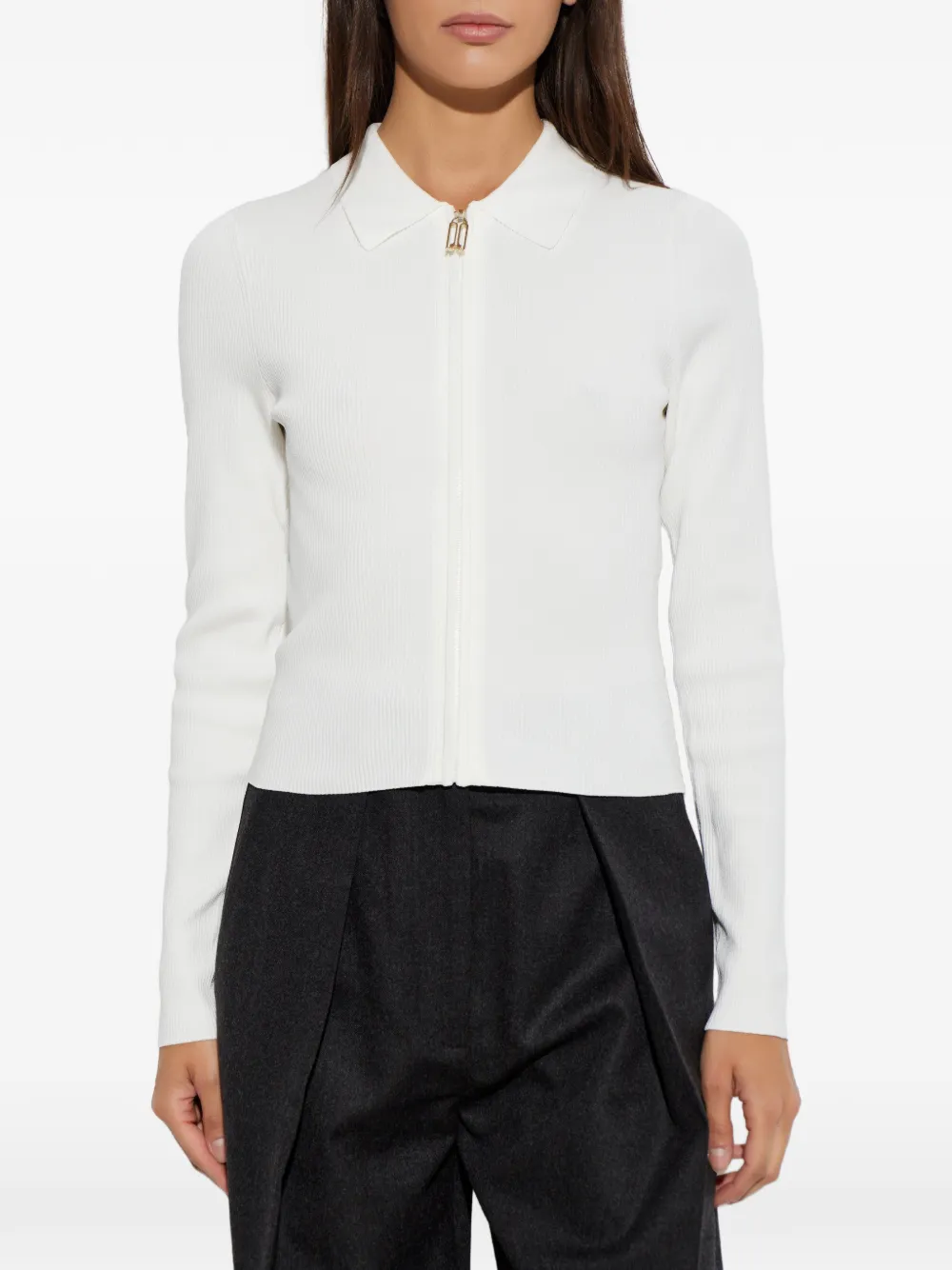 Victoria Beckham Mila ribgebreid vest met rits Wit