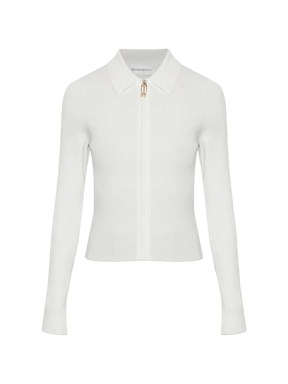 Victoria Beckham Mila ribbed-knit zip-up cardigan - White