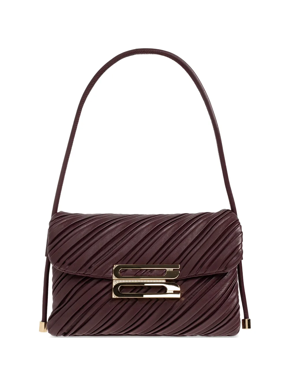 Victoria Beckham Soft Dorian pleated leather shoulder bag - Marrone