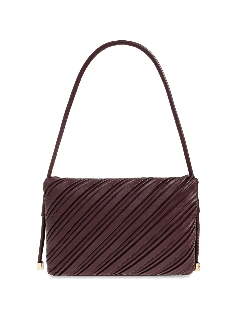Victoria Beckham Soft Dorian Pleated Leather Shoulder Bag in Brown, view 3