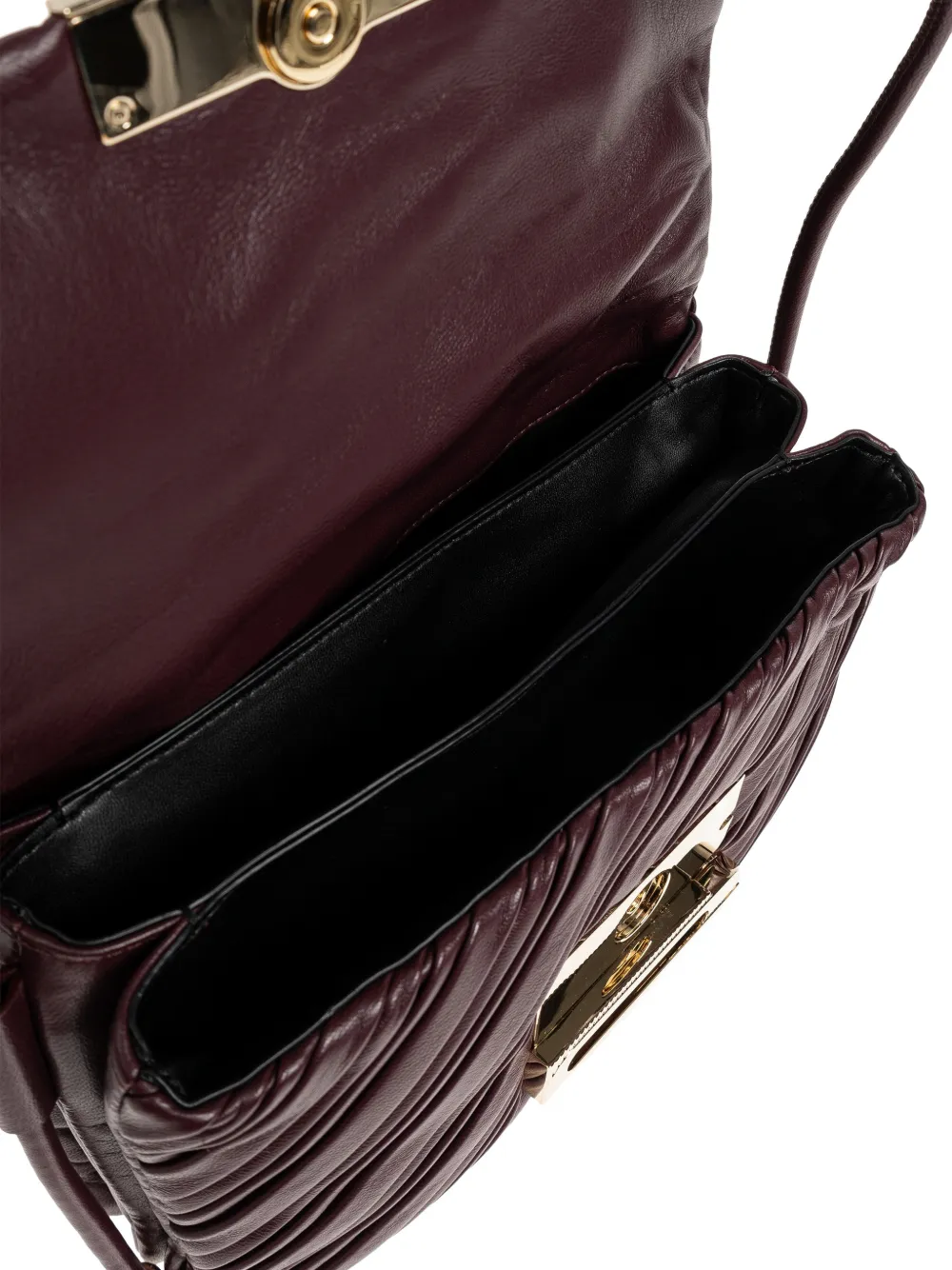 Victoria Beckham Soft Dorian Pleated Leather Shoulder Bag in Brown, view 5