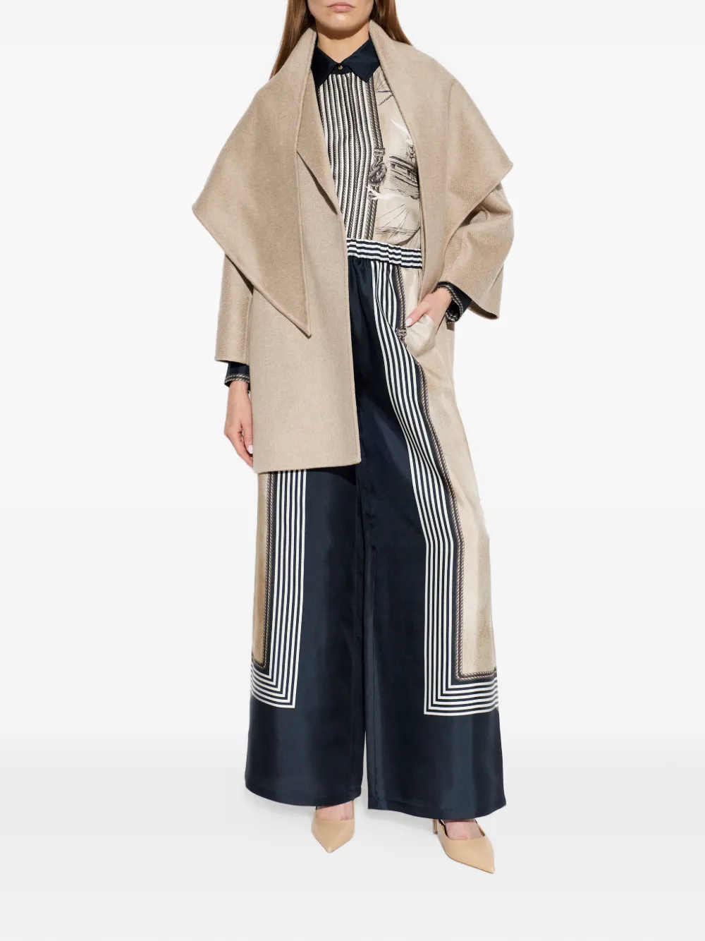 Max Mara Detto jas met sjaalkraag en ceintuur Beige