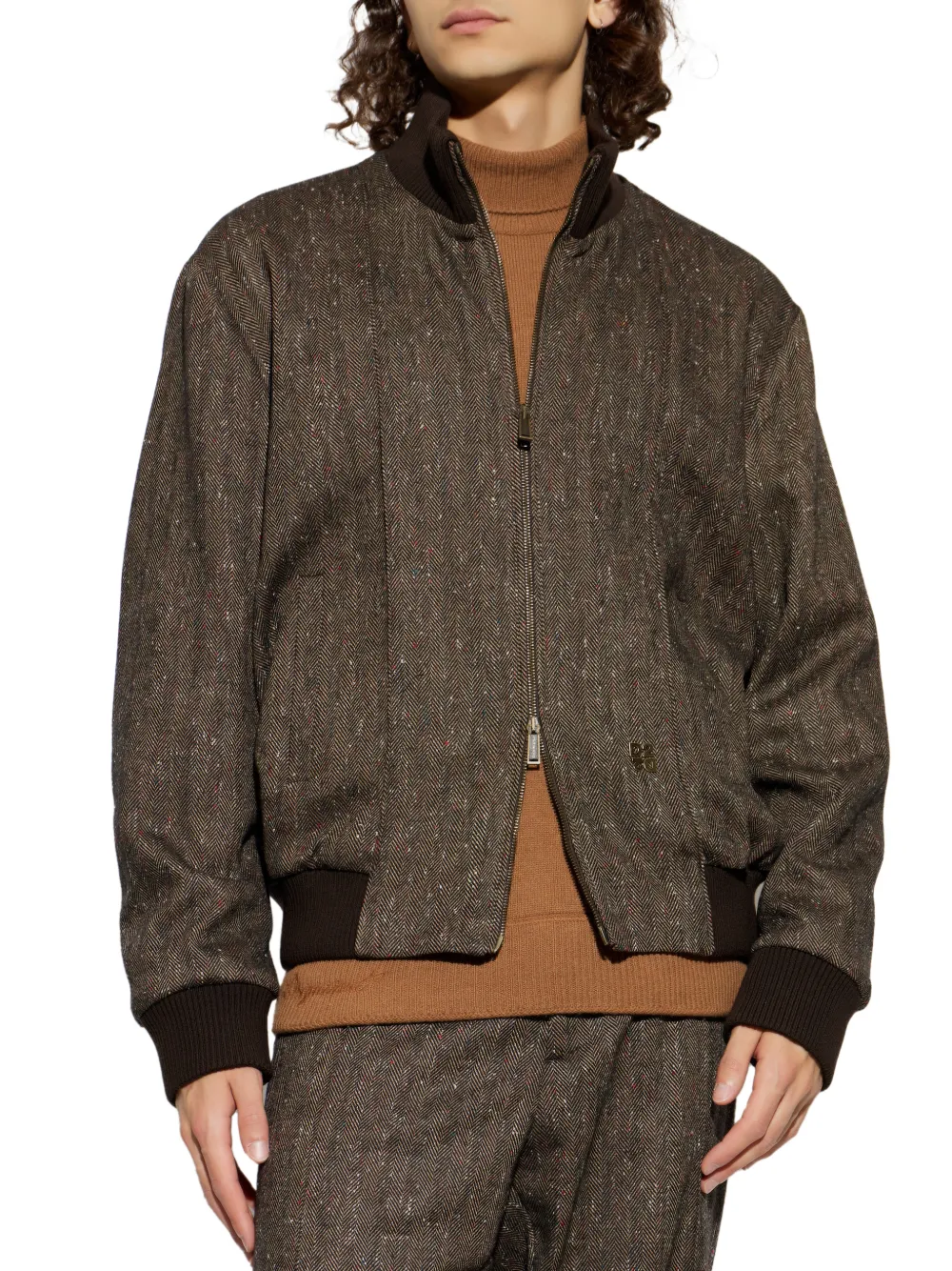 DSQUARED2 Bomberjack met visgraat-patroon Bruin