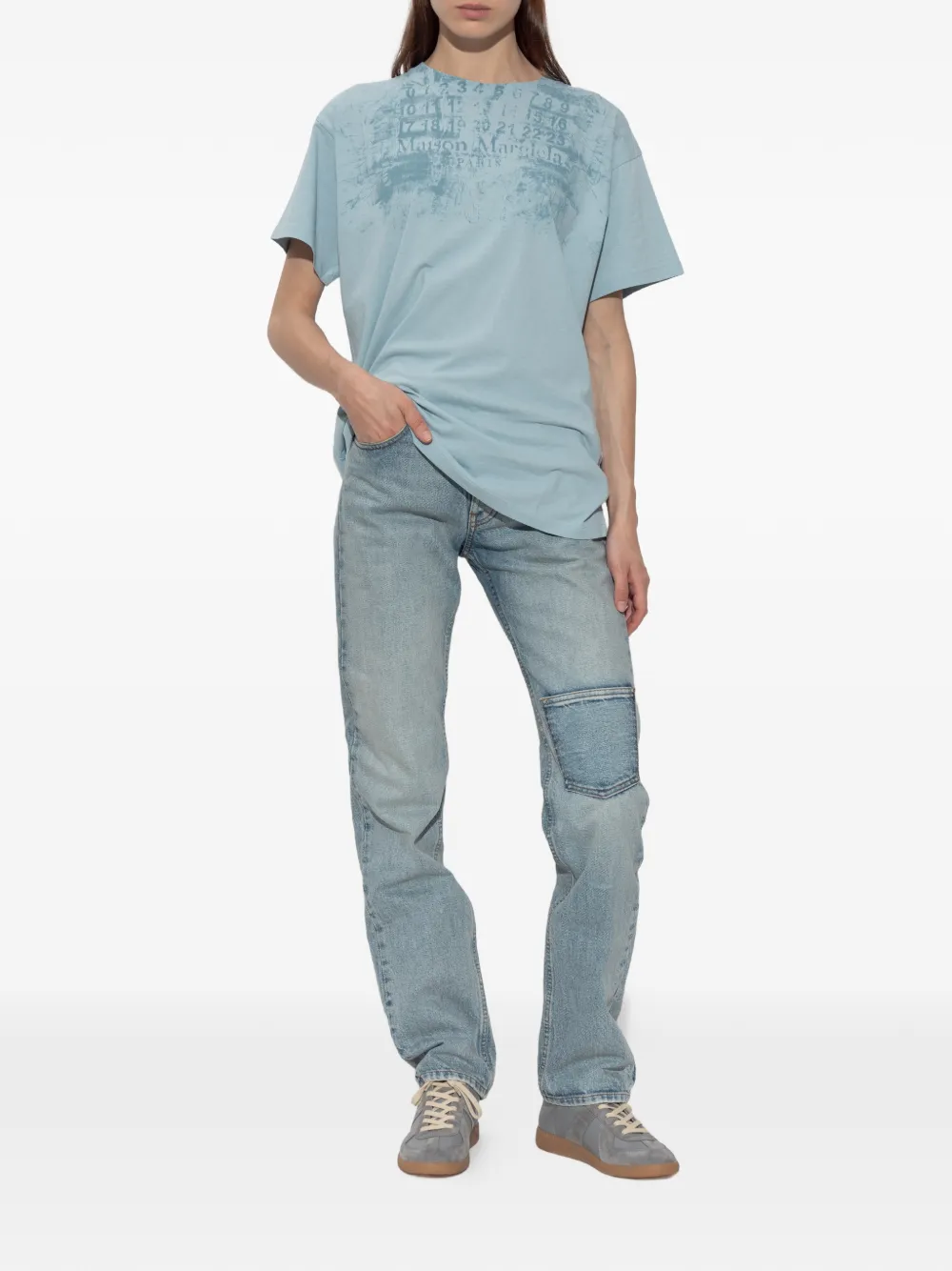 Maison Margiela T-shirt met logoprint Blauw