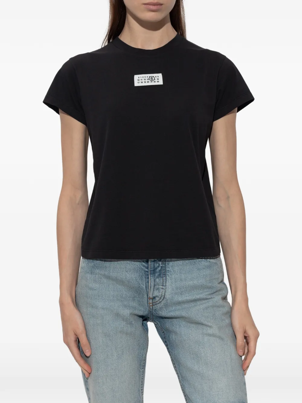 MM6 Maison Margiela Numeric T-shirt met logo Zwart
