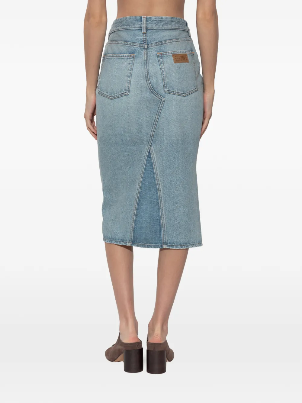 MM6 Maison Margiela Midi-rok met opgestikte zak en split Blauw