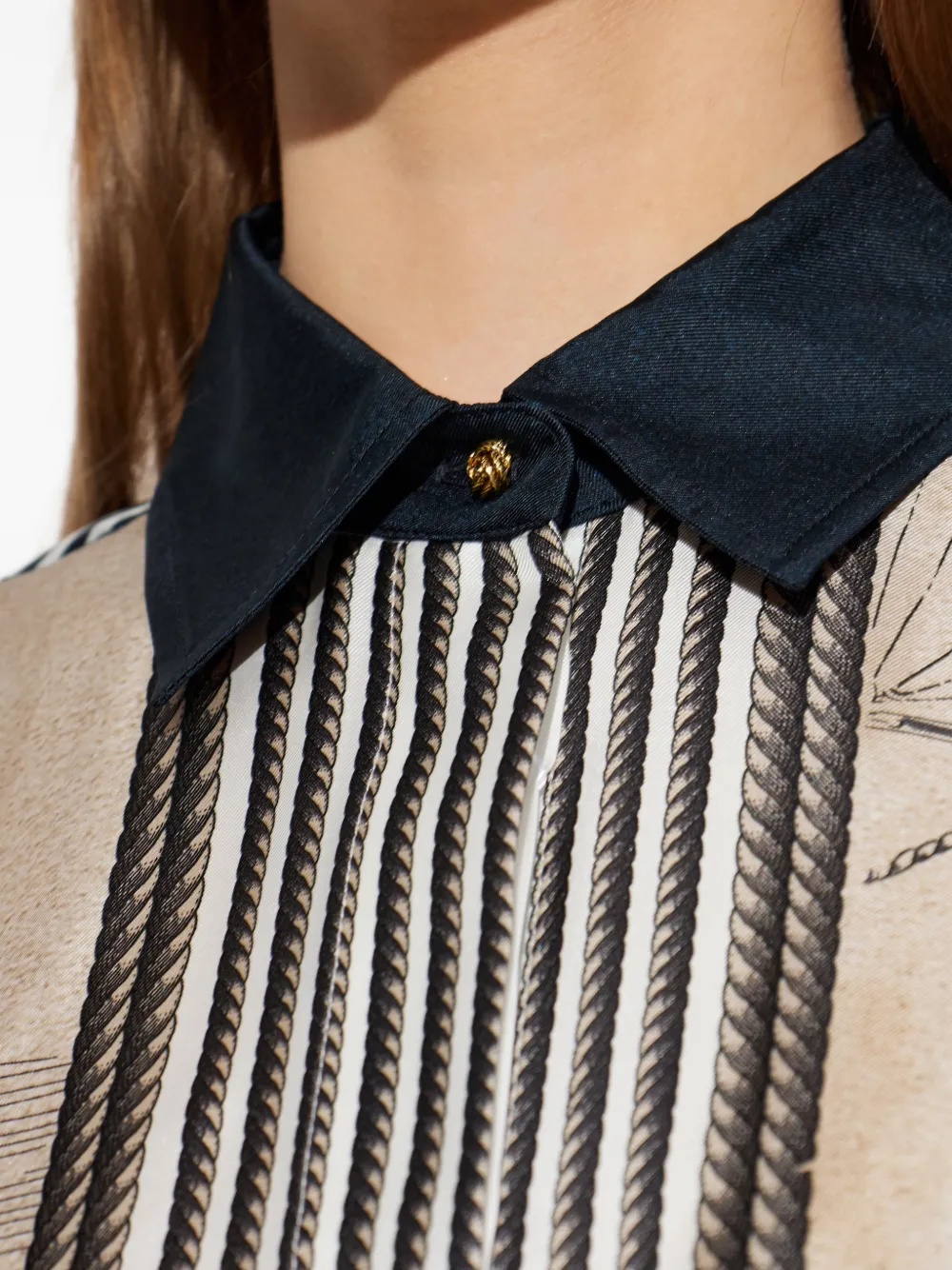 Max Mara Teglia zijden blouse met print Beige