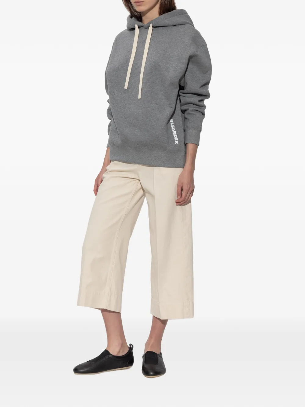 Jil Sander Terry hoodie met trekkoord en logoprint Grijs