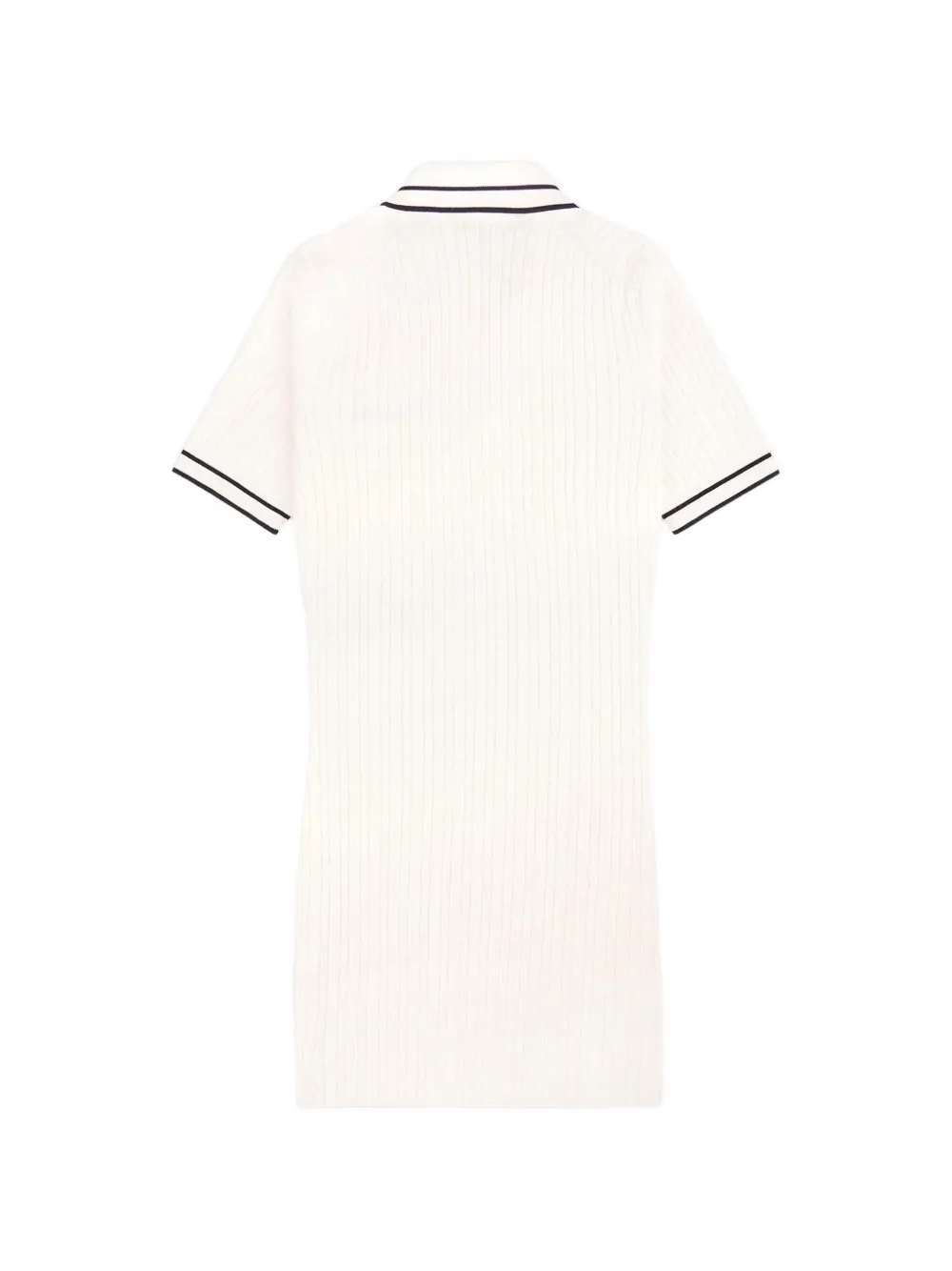 Sporty & Rich Kabelgebreide jurk met polokraag Beige